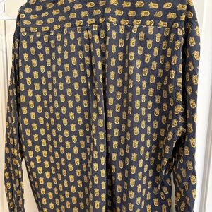 Vintage Tommy Hilfiger Navy and Gold Casual Shirt